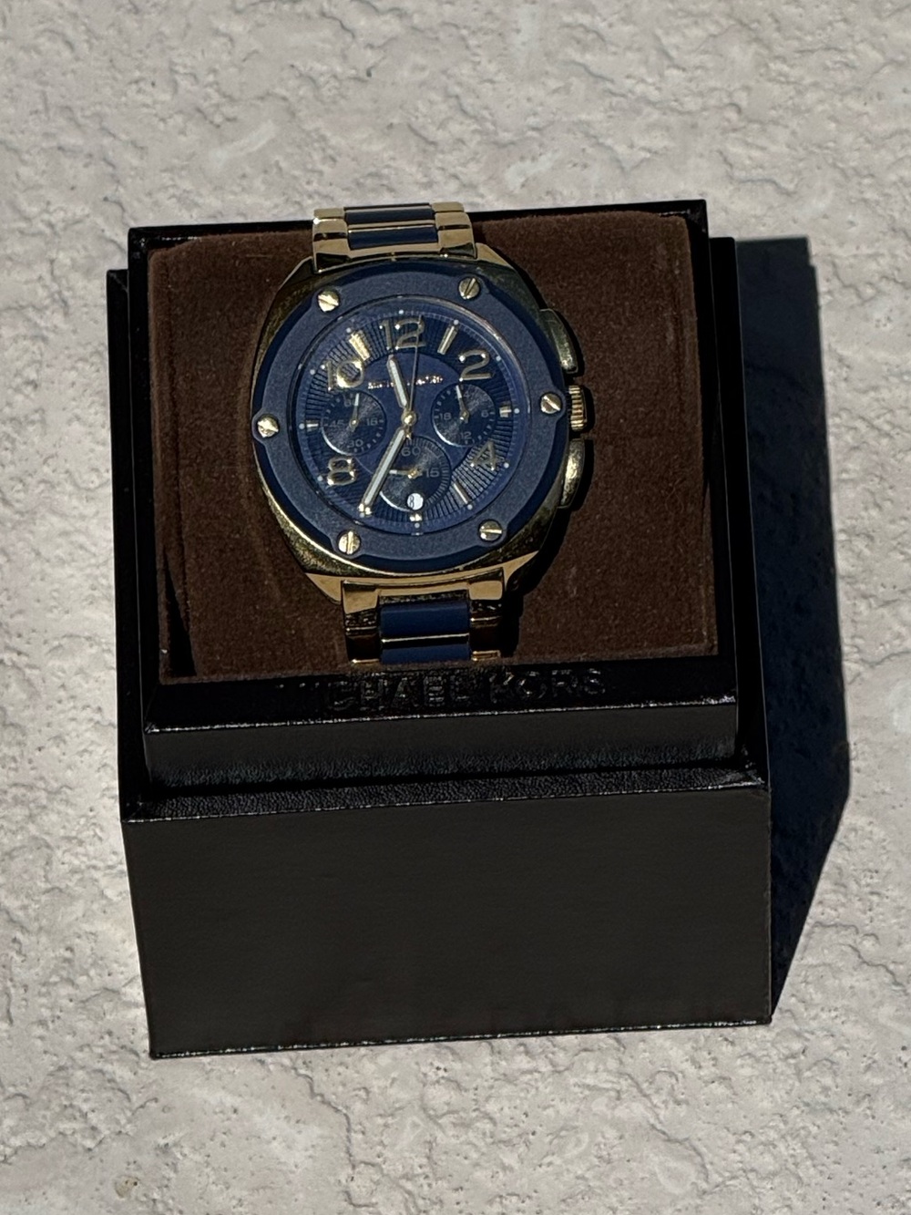 Michael Kors Blue and Gold Two-Tone Chronograph Watch - Picture 2 of 5